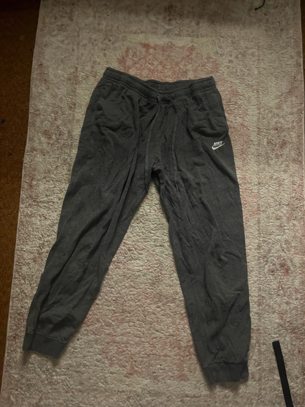 Nike womens Dark Gray Fleece Joggers with White Logo